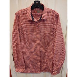 Chic Fil A Team Style Uniform Shirt Womens L Red Checks Gingham Long Sleeve